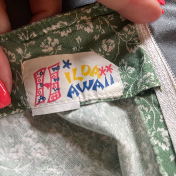 Vintage Hawaiian Dress Green Floral Arm pit to arm pit 13-14” 47-48” Long - Picture 9 of 12